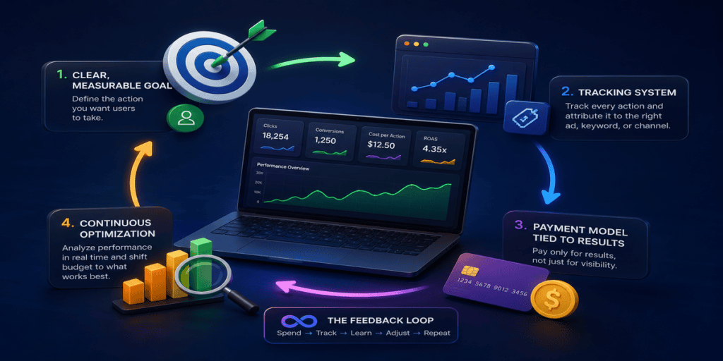Performance marketing workflow illustration